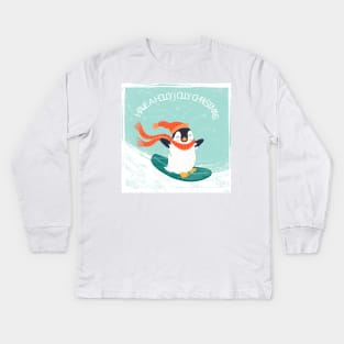 Christmas Penguin Kids Long Sleeve T-Shirt
